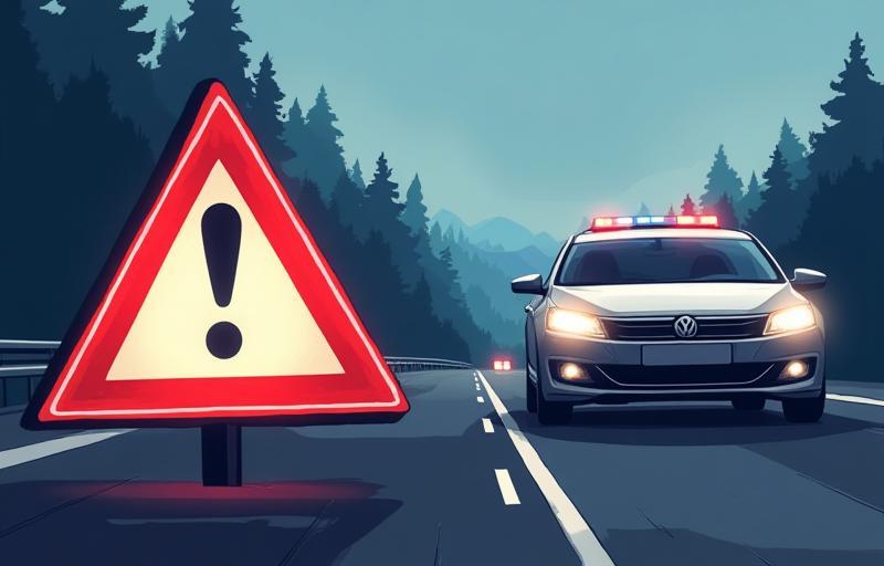 Illustrative image showing a warning symbol or representation of a police vehicle